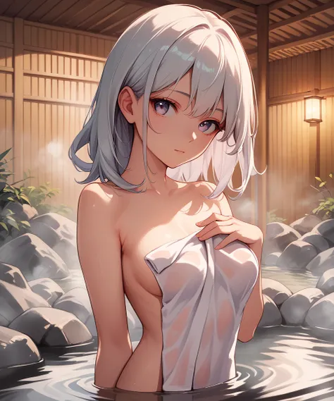 score_7_up, score_8_up, long hair, medium breasts, medium hair, looking at viewer, 
1girl, solo, steam, 
<lora:towelPony:1> naked towel, onsen, upper body,