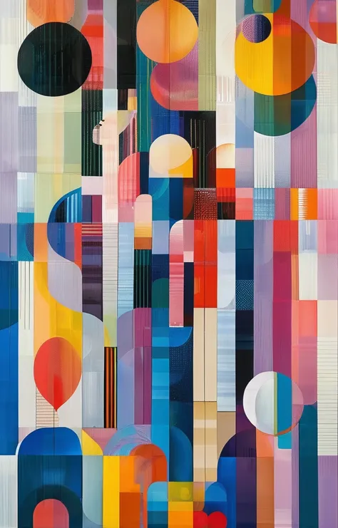 masterpiece,best quality,<lora:tbh440-sdxl:0.8>,illustration,style of Yaacov Agam portrait of family