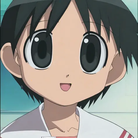 black eyes, school uniform, azumanga daioh, black hair, short hair, chihiro, upper body