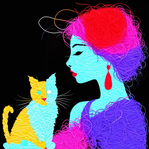 woman, cat