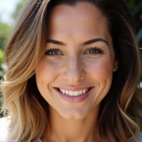 face shot of a woman, smiling gently 