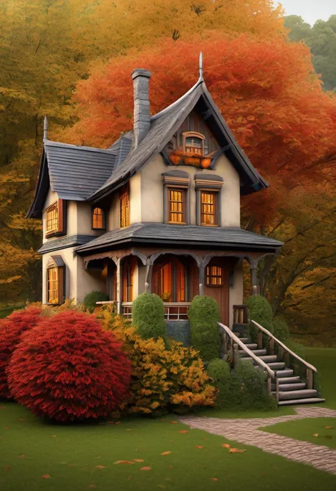 <lora:autumn_tree_leaf_sdxl:1>  fantasy house, fantastique house covered and colors with small autumn_tree_leaf, ultra realistic ultra high resolution photo, highly detailed, cinematic lighting