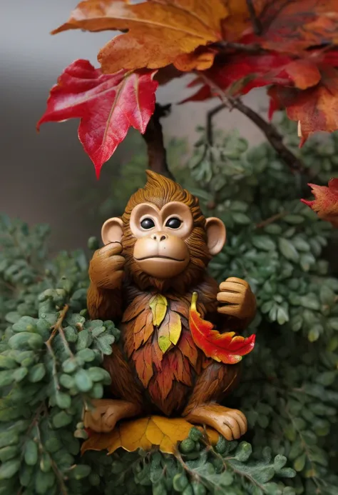 <lora:autumn_tree_leaf_sdxl:1>  colored of autumn_tree_leaf, in the house several chinese zodiac toy monkey covered of small autumn_tree_leaf, fire effect, water effect, ultra realistic ultra high resolution photo, highly detailed, cinematic lighting