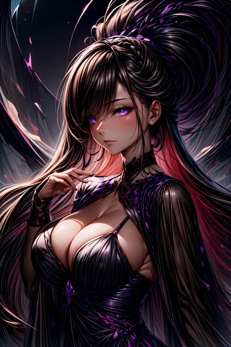 (purple and black theme:1.5),<lora:ZenAbstract-V1:0.7>,(exceptional, best aesthetic, new, newest, best quality, masterpiece, extremely detailed, anime:1.2),1girl,solo,((Detailed)), ((Masterpiece)), ((Impressive)), ((Elegant)), ((Mind-blowing)), ((Phenomena...