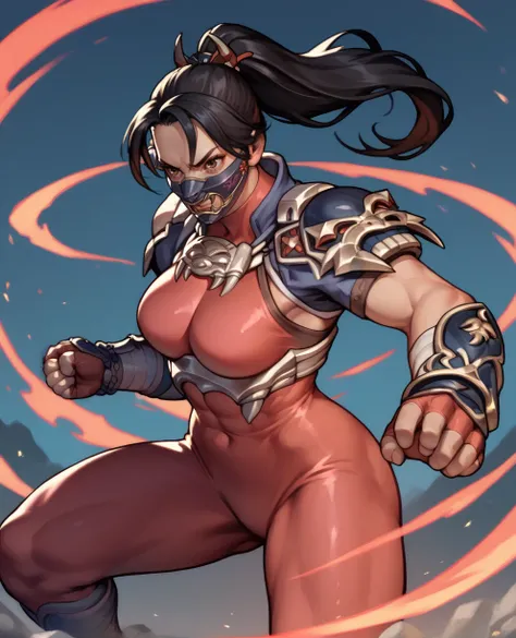 score_9,score_8_up,score_7_up,score_6_up,
Takixl,black hair,brown eyes,ponytail,hair ornament,
red bodysuit,mouth mask,shoulder armor,arm guards,skin tight,
fighting stance,dynamic angle,
edo period,night,<lora:TakiSC6XL:0.8>,