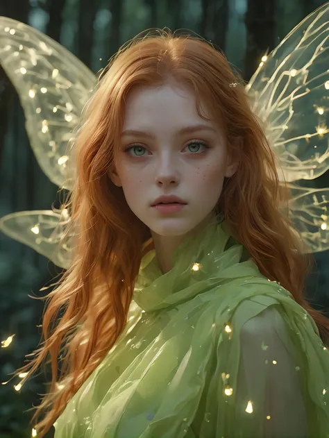 ,shishmt,score_9,score_8_up,score_7_up,(realistic:1.4),
very aesthetic,portrait,best quality,absurdres,(rating_safe),detailed face and eyes,fairy with wings,ginger hair,dress,fireflies,green eyes,(freckles:0.8),<lora:mot_wwm:0.8>