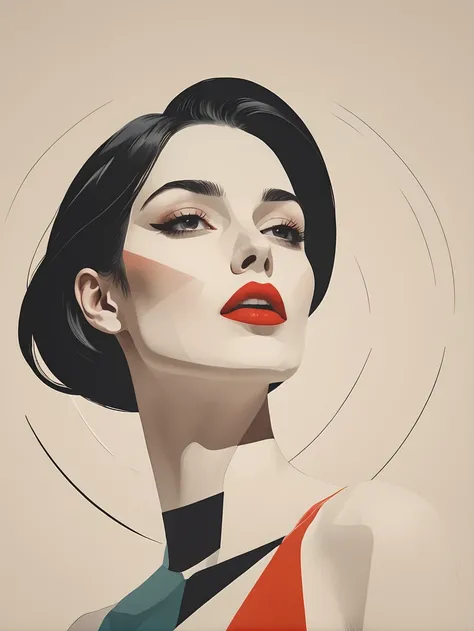 ,shishmt,illustration in bauhaus style of amazing fashion woman,modernist,clean lines,simple geometric shapes,minimalistic design,natural lighting,neutral colors,simplicity,functionality,order,portrait,simple background,<lora:mot_wwm:0.7>