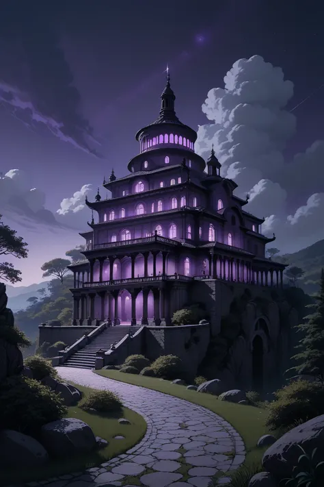 score_9, score_8_up, score_7_up, source_anime, rating_safe, night, dark, natural lighting, fantasy greek-structure focus, Dagreece, greek_architecture, intricately detailed illustration, depth of field, atmospheric perspective, purple theme, horror (theme)