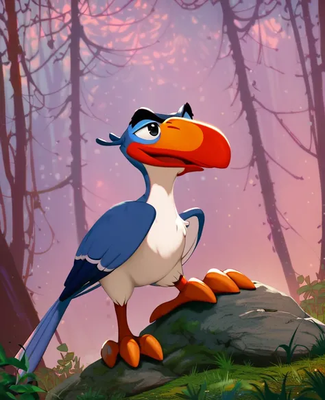 (Forest, bird,trees, feral, walking), (((<lora:zazu:1>zazu, solo, pokemon (creature), bird, black eyes, beak))), score_9, score_8_up, score_9_up, source_furry, colorful, masterpiece,(Cartoon, anime) ,  high quality, Expressive,score_9, score_8_up, score_7_...