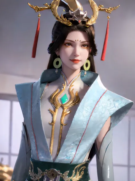 <lora:xuanxi128+64:0.8>,xuanxi,1girl,jewelry,earrings,solo,white ribbon,red tassel hair ornament,dress,forehead mark,long hair,black hair,facial mark,closed mouth,hair ornament,shiny clothes,narrow waist,gold trim,(pale skin:1.2),shiny skin,arms behind bac...