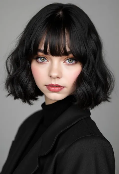cgi render of a goth woman with short black hair