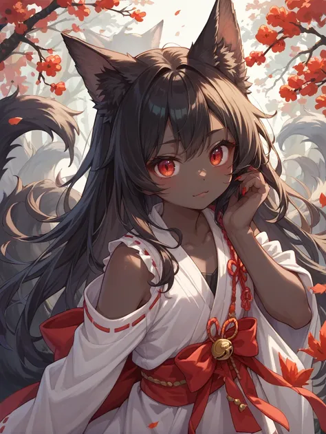 score_9, score_8_up, score_7_up,source_anime,
solo, kitsune, werewolf, red eyes, black skin, pretty girl, cute girl,