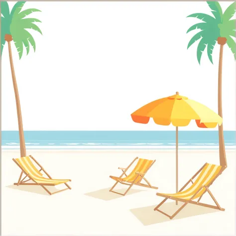 light vector, beach, palms, beach chairs, beach umbrellas <lora:light vector:1>