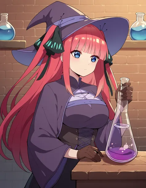 score_9, score_8_up, score_7_up, source_anime, <lora:nnakano-s2-ponyxl-lora-nochekaiser:1>, long hair, bangs, blue eyes, hair ornament, hair ribbon, pink hair, blunt bangs, two side up, butterfly hair ornament, large breasts,, <lora:wizard-ponyxl-lora-noch...
