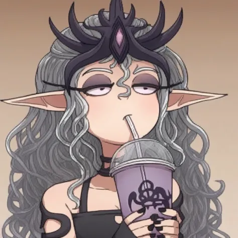 score_9, score_8_up, score_7_up, expressiveslaanesh, expressiveSbyIOTE, <lora:expressiveslaanesh:1>  1 girl, goth, goth girl, red hair, pointy ears, horns, smoothieidiotslaanesh, drinking straw, drinking, smoothie