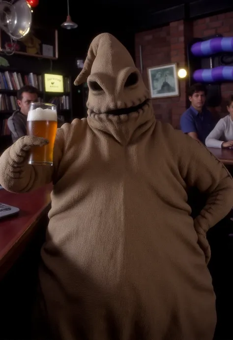 <lora:Oogie_Boogie_The_Nightmare_Before_Christmas_FLUX-000029:0.8>
Photo of Oogie Boogie, a humanoid, burlap, sack-like creature, getting drunk off beer at the pub.