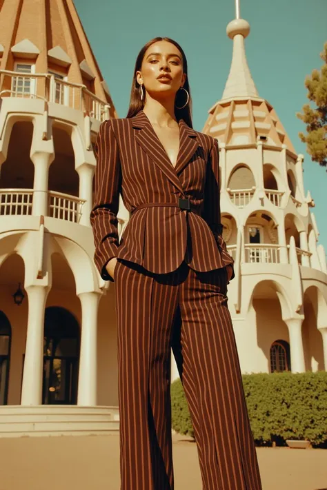 sabcexpro style, text "Espresso",
Amidst Barcelonas architectural wonders, Edna designs suits inspired by Gaudis genius , 
 <lora:clips_espresso_sabcexpro_style:1>