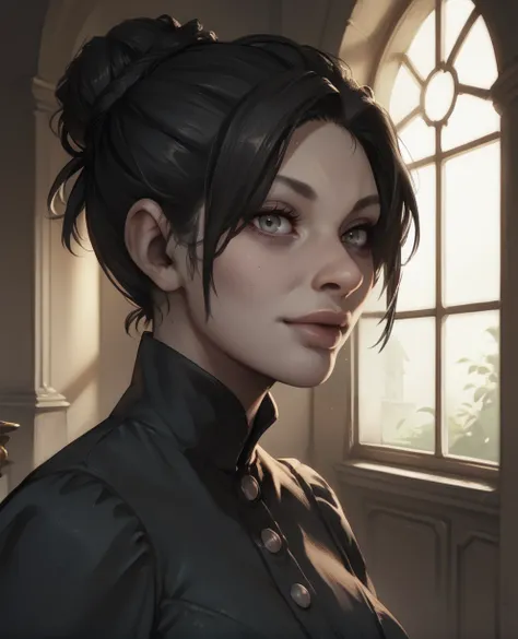 score_9,score_8_up,score_7_up,score_6_up,
donnaxl,black hair,hair bun,grey eyes, 
black dress,looking at viewer,
upper body,
old mansion,dim lighting,
<lora:Donnaxl-12Falt:0.8>,