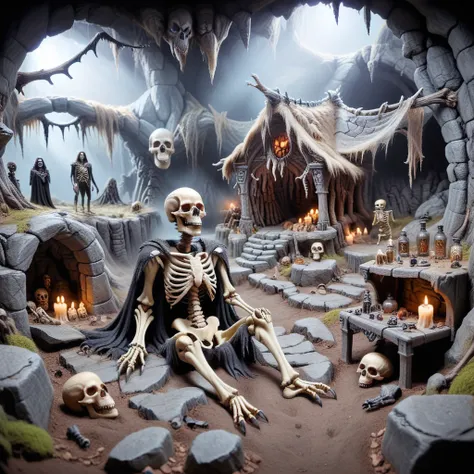 a skeleton in its bony lair(Spooky_Lairs),