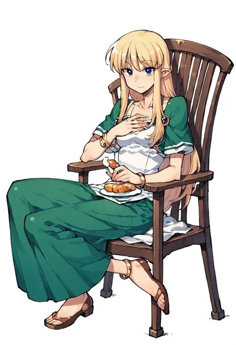 score_9, score_8_up, score_7_up, source_anime,  BREAK
white background,
wooden chair, sitting, 
solo,
<lora:sw_mauna_(totsugeki!_heppoko_boukentai)_pony:1> sw_mauna, long hair, blue eyes,  bracelet, long skirt,  anklet,