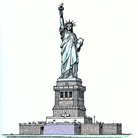 illustration of The Statue of Liberty in the style of MVILS