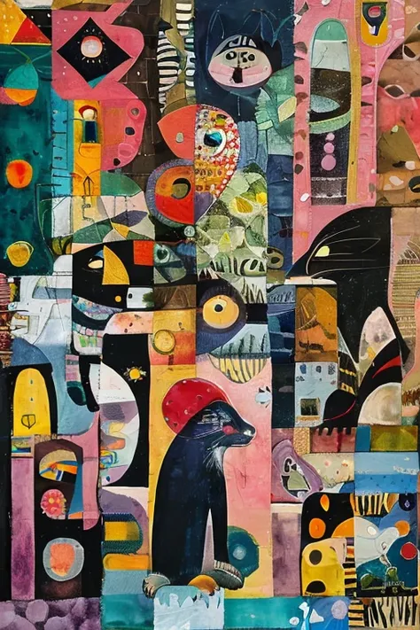 masterpiece,best quality,<lora:tbh441-:0.8>,illustration,style of Eileen Agar animals