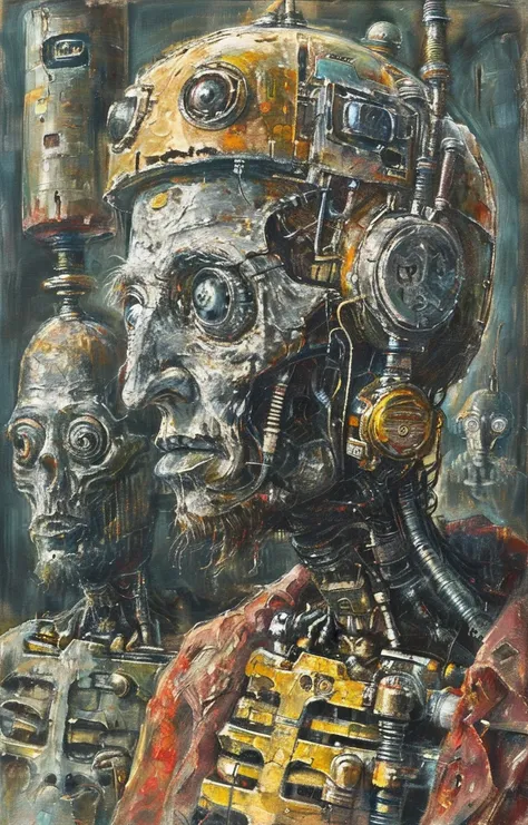 masterpiece,best quality,<lora:tbh445-sdxl:0.8>,illustration,style of Ivan Albright
 portrait of Housework robots