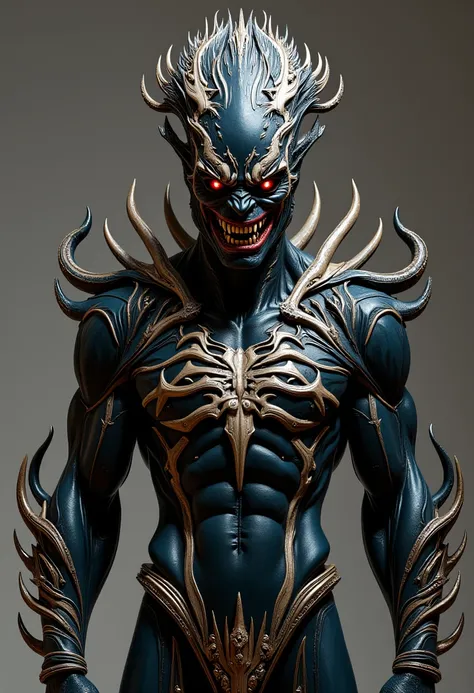 ven7urous, male focus,  full body, spikes, red eyes, bodysuit , front view  <lora:FLUX_ven7urous_LoRA-000005:1>