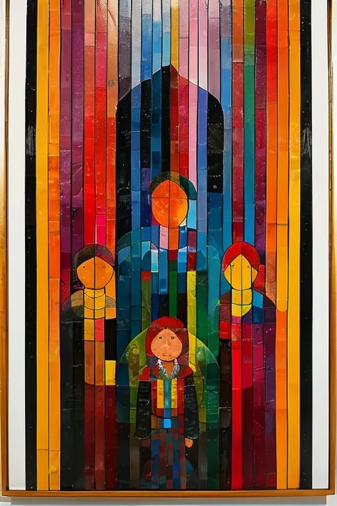 masterpiece,best quality,<lora:tbh440-:0.8>,illustration,style of Yaacov Agam portrait of family