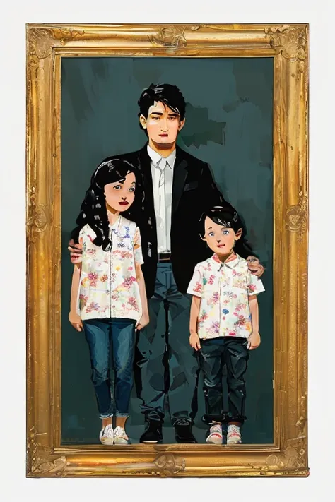 masterpiece,best quality,<lora:tbh442-:0.8>,illustration,style of David Aja portrait of family