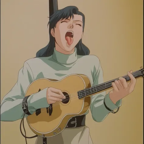 standing, hetero, portrait, long sleeves, bdsm, food, tongue out, playing instrument, bondage