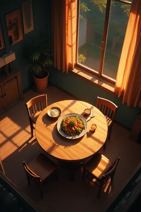 score_9, score_8_up, score_7_up, source_anime, rating_safe, afternoon, sunset, natural lighting, dining room focus, candidr, no ...