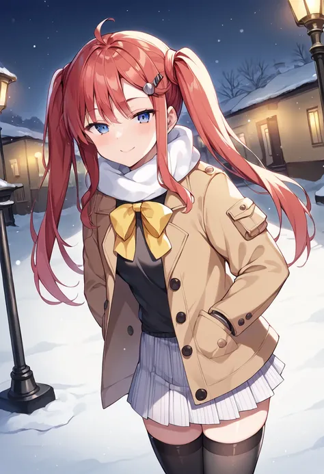 score_9,score_8_up,score_7_up,source_anime,masterpiece,best quality,game cg,1girl,solo,dynamic_angle,shinonome_natsuhi,winter coat,(brown duffel coat:1.1),open_coat,white skirt,yellow bow,black thighhighs,black shirt,striped skirt,white scarf,<lora:HBSnats...