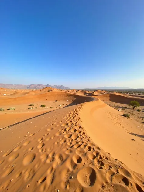 iphone photo, vast desert landscape, endless dunes of golden sand, rippling patterns shaped by the wind, soft sunlight illuminat...