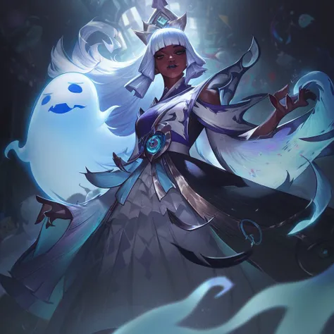 score_9, score_8_up, score_7_up, <lora:LOLHorrorsplashartsMIX:1>  1 girl, Lolhorrorsplashartmix, lolfrightnightsplashart, asian, asian girl, japanese clothing, dark skin, dark-skinned female, white hair, hime cut,  long hair, ghost, gohst girl,