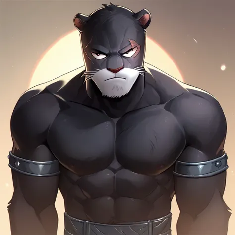 scorre_9, score_8_up, score_7_up, score_6_up, score_5_up,  <lora:Pantherlily-000015:1.0> pantherlily, 1boy, solo, muscular male, scar across eye, bara, furry male,