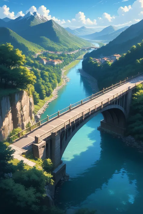 score_9, score_8_up, score_7_up, source_anime, rating_safe, day, natural lighting, bridge focus, candibridge, no humans, mountai...