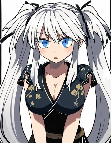 <lora:Nao_Mabinogi:1> na0m4bi, 1girl, solo, blue eyes, large breasts, twintails, long hair, white hair, china dress, hair ribbon
 <lora:bollzzalguy:1.2> b0llzzalguy