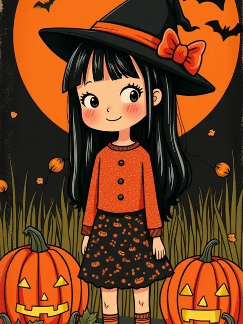 Halloween Retro Line illustration Flux1.d Lora