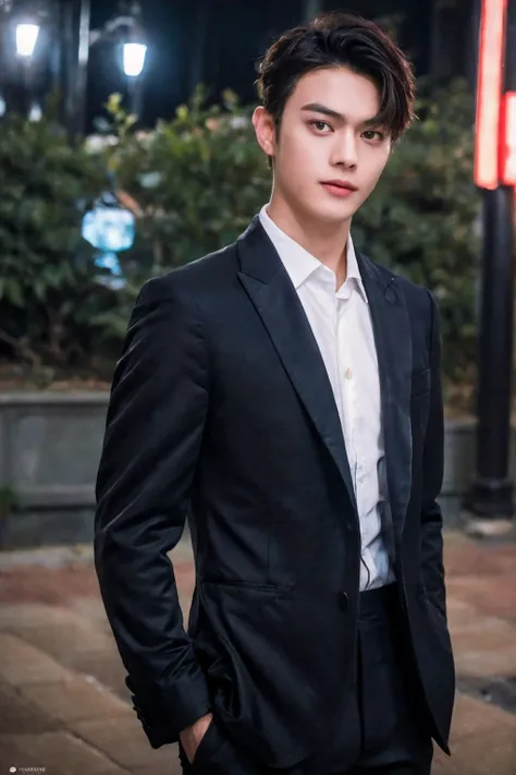 1boy, male focus, Ultra realistic upper body photo of a stylish handsome supermodel voluminous short black hair, big muscle, suit, photography, dutch angle, outdoor, serious face expression, cinematic lighting, bokeh,
<lora:add_detail:1>, <lora:AsianMan004...