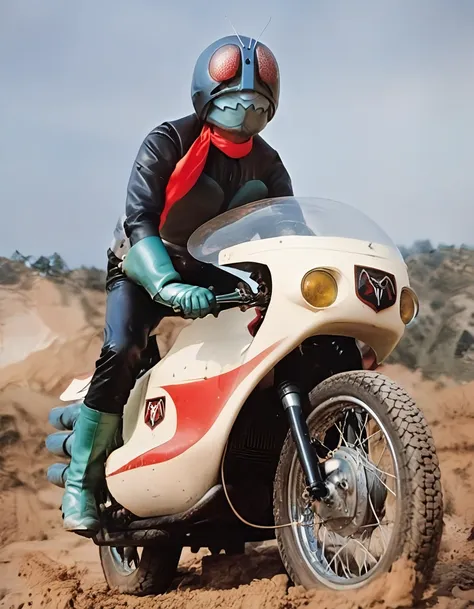 score_9, score_8_up, score_7_up, source_real, realistic, photorealistic, BREAK
Cyclone1_KamenRider1, motorcycle, motor vehicle, tokusatsu, scarf, helmet, 1boy, solo, red scarf, male focus, gloves, boots, aqua footwear, outdoors, green footwear, antennae, d...