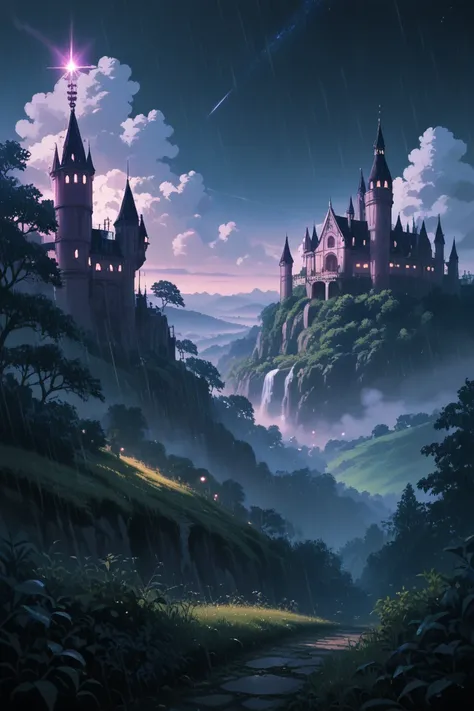 score_9, score_8_up, score_7_up, source_anime, rating_safe, night, dark, raining, castle, natural lighting, rolling hills focus,...