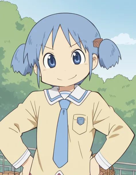 score_9, score_8_up, score_7_up, source_anime, <lora:mio-naganohara-s1-ponyxl-lora-nochekaiser:1>, mio naganohara, short hair, blue eyes, hair ornament, twintails, blue hair, short twintails, cube hair ornament,, skirt, school uniform, necktie, tokisadame ...