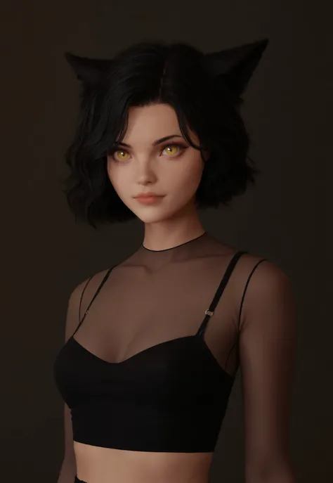 embedding:urn:air:sd1:embedding:civitai:222256@250708, score_9,score_8_up,score_7_up, 1girl, catgirl, solo, split pupils, yellow eyes, black hair, small waist, bangs, short hair,