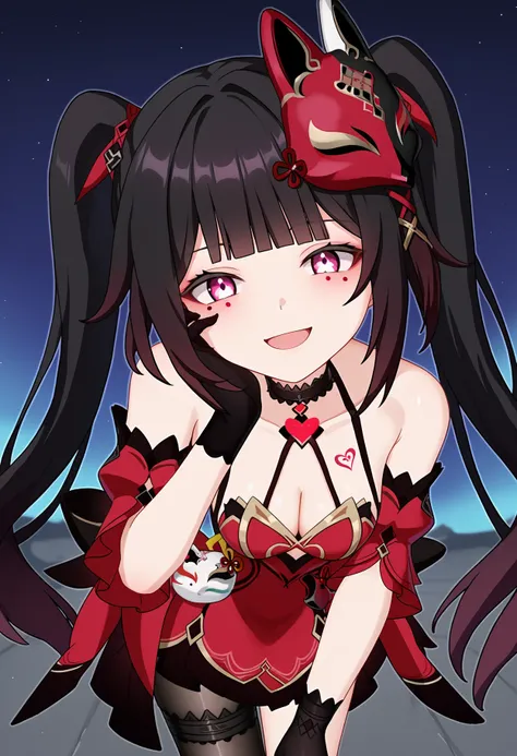 score_9, score_8_up, score_7_up, source_anime,
BREAK
1girl, solo, 
<lora:shiSparkleV2:1.0>, 
shisparklehonkai, 
long hair, black hair, red eyes, multicolored hair, twintails, hair ornament, black fox mask, black choker, 
mole under eye, mole under each eye...