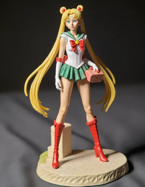 <lora:m1n14tur3_F1D_SGX:1.0>,m1n14tur3 style, a photo of a small model of a figurine of sailor moon character,photo realistic,hyperrealism,ornate,studio photograph,bokeh,tilt shift,intricate detail,dramatic,shadows