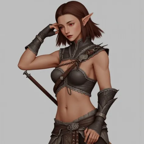 This digital drawing depicts a muscular girl, designed for the game "Assassins Creed: Valhalla."