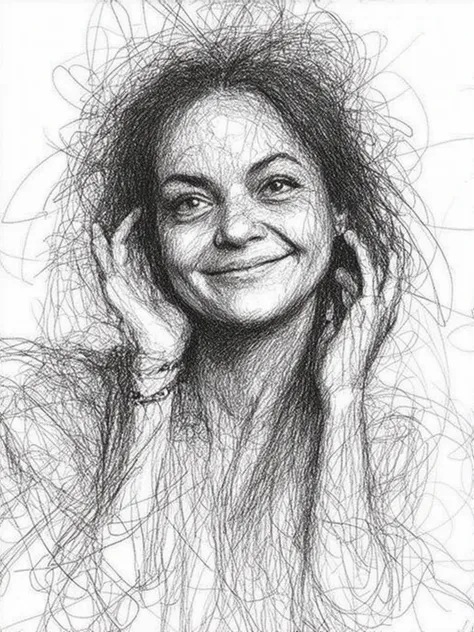 Pencil sketch portrait painting style with messy lines SD3.5&Flux