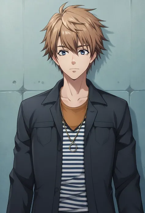 score_9, score_8_up, score_7_up, source_anime, highly detailed,

yuto, 1boy, male focus, solo, brown hair, hair between eyes, blue eyes, striped, striped shirt, jacket, black jacket, open jacket, open clothes, pants, black pants,  jewelry, necklace, upper ...