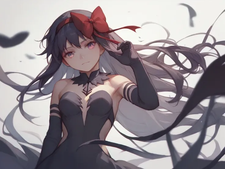 score_9,score_8_up,score_7_up, <lora:akuma_homura:1>ï¼solo, 1girl, akuma homura,  wing